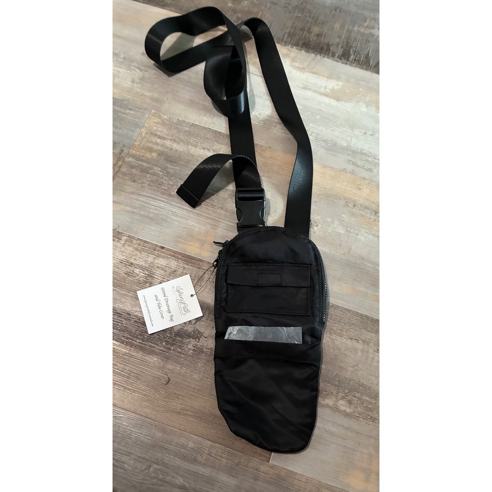 SpringPath Essentials 600ml Drainage Bag and Tube Cover Black Crossbody Pouch